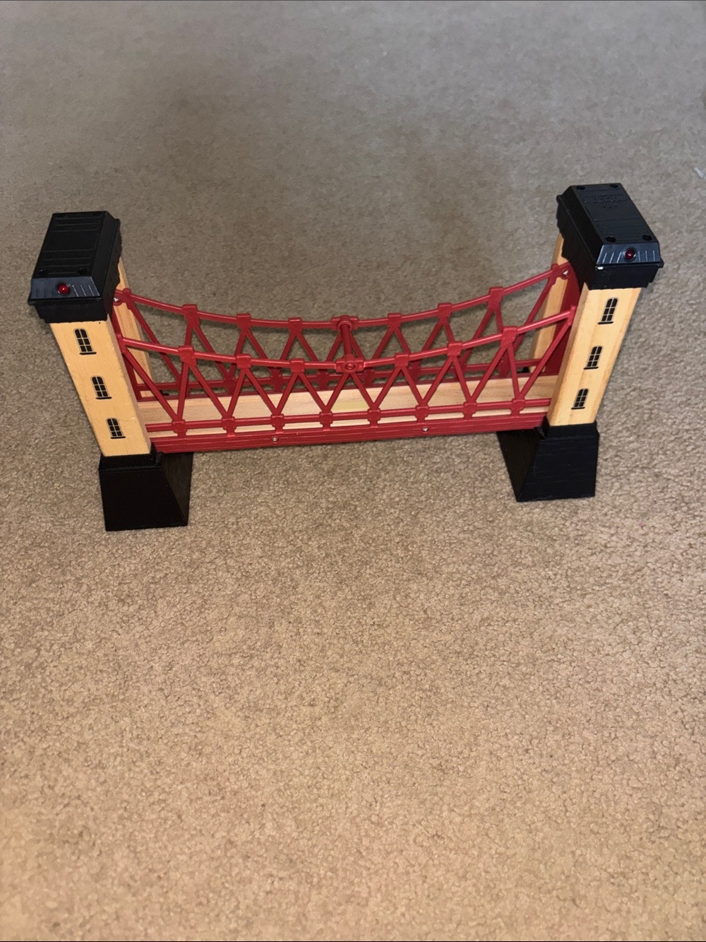Thomas Imaginarium Wooden Toy Suspension Bridge - Red and Natural lights